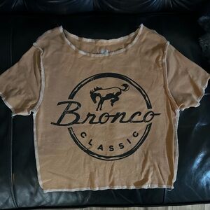 Ford Bronco Classic Women's Cropped Tan Short Sleeve Tee